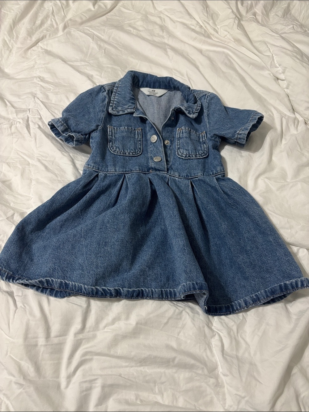 H&M Blue Denim Short-Sleeve Dress